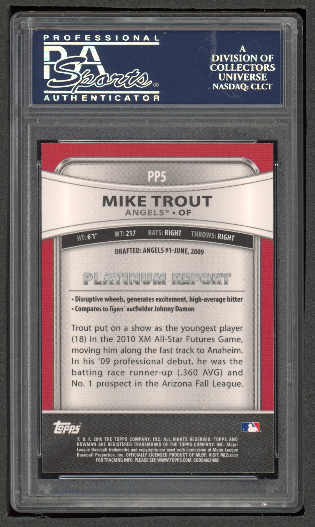 Mike Trout 2010 Bowman Platinum Prospects #PP5 (PSA 10) at PristineAuction.com Mike Trout 2010 Bowman Platinum Prospects #PP5 (PSA 10) at PristineAuction.com