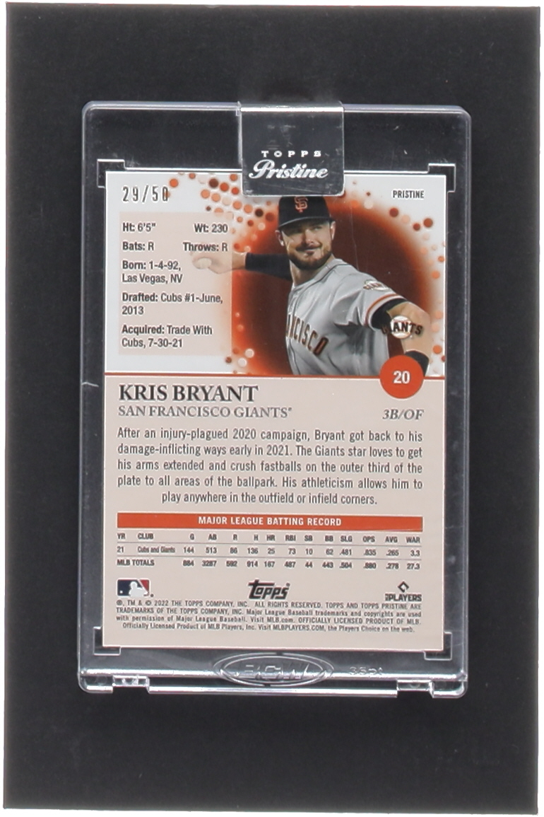 Kris Bryant 2022 Topps Pristine Gold Refractors #20 #29/50 at PristineAuction.com Kris Bryant 2022 Topps Pristine Gold Refractors #20 #29/50 at PristineAuction.com