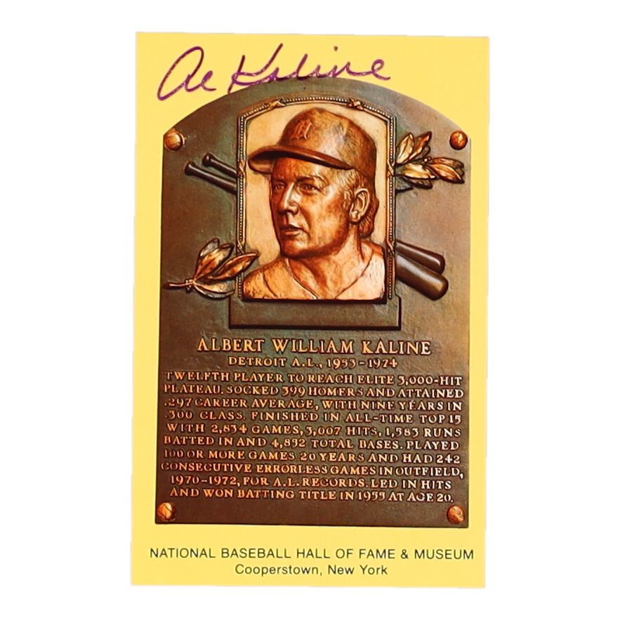 Al Kaline Signed Hall of Fame Plaque Postcard (Beckett) at PristineAuction.com Al Kaline Signed Hall of Fame Plaque Postcard (Beckett) at PristineAuction.com