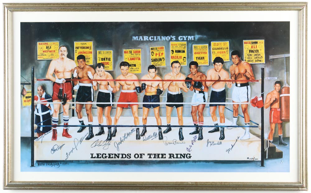 "Legends of The Ring" LE Custom Framed Lithograph Signed By (10) with Muhammad Ali, Joey Giardello, Emile Griffith, Chuck Wepner (JSA) at PristineAuction.com "Legends of The Ring" LE Custom Framed Lithograph Signed By (10) with Muhammad Ali, Joey Giardello, Emile Griffith, Chuck Wepner (JSA) at PristineAuction.com