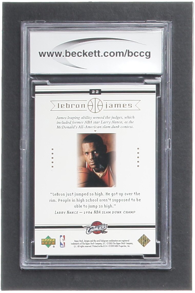 LeBron James 2003 Upper Deck LeBron James Box Set #22 Above The Rim (BCCG 10) at PristineAuction.com LeBron James 2003 Upper Deck LeBron James Box Set #22 Above The Rim (BCCG 10) at PristineAuction.com