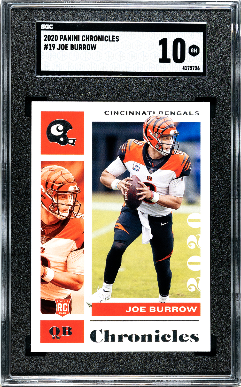 Joe Burrow 2020 Panini Chronicles #19 RC (SGC 10) at PristineAuction.com Joe Burrow 2020 Panini Chronicles #19 RC (SGC 10) at PristineAuction.com