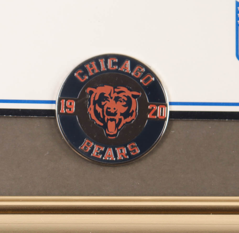 1994 Bears 75th Anniversary Patch Card With Team Pin Custom Framed Display at PristineAuction.com 1994 Bears 75th Anniversary Patch Card With Team Pin Custom Framed Display at PristineAuction.com