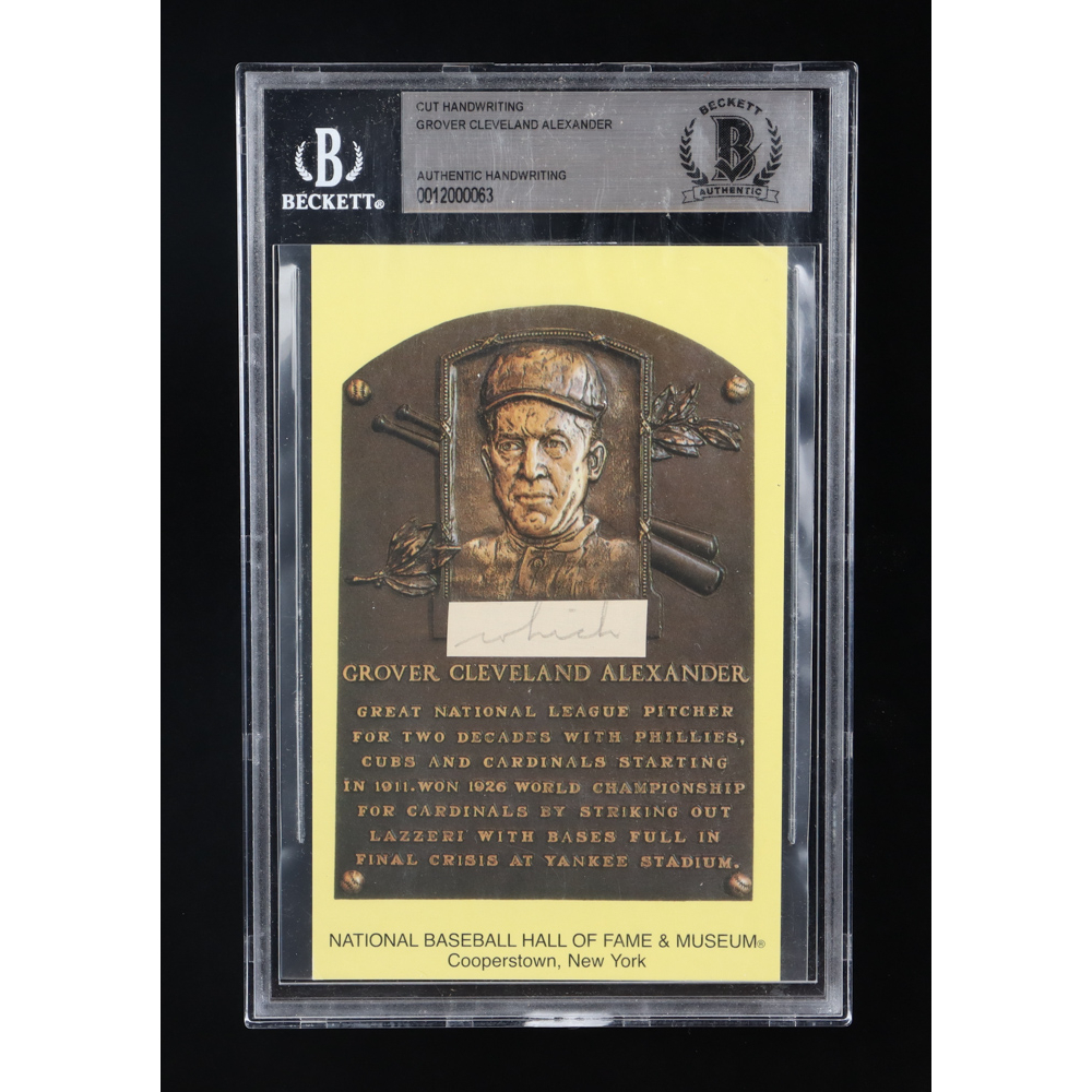 Grover Cleveland Alexander Signed Hall of Fame Plaque Postcard Cut (BGS ...