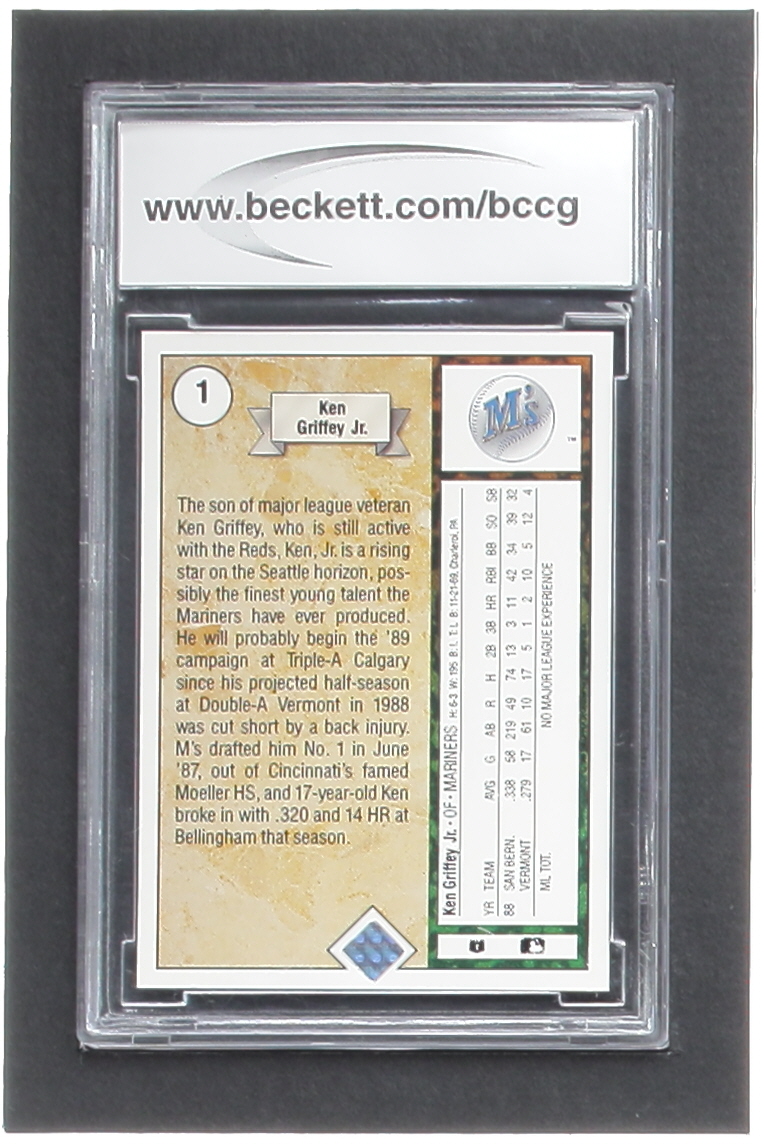 Ken Griffey Jr. 1989 Upper Deck #1 RC (BCCG 10) at PristineAuction.com Ken Griffey Jr. 1989 Upper Deck #1 RC (BCCG 10) at PristineAuction.com
