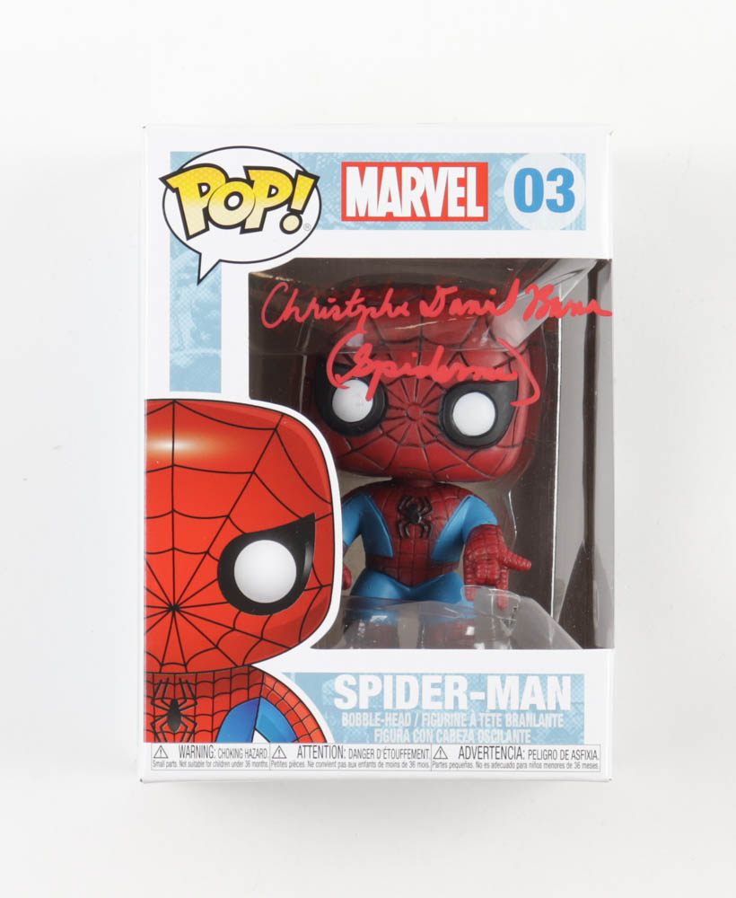 Christopher Daniel Barnes Signed "Spider-Man" #03 Spider-Man Funko Pop! Vinyl Figure Inscribed "SpiderMan" (Beckett) at PristineAuction.com Christopher Daniel Barnes Signed "Spider-Man" #03 Spider-Man Funko Pop! Vinyl Figure Inscribed "SpiderMan" (Beckett) at PristineAuction.com