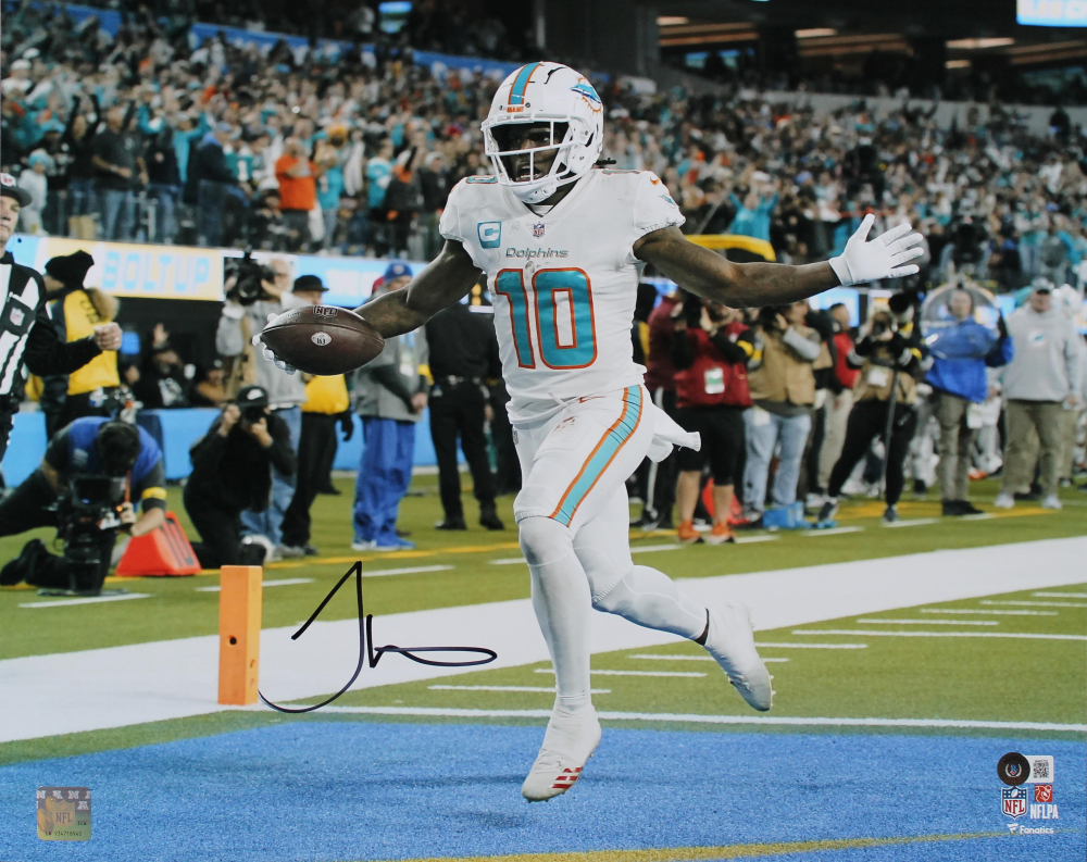 thumbnail image 2 of Tyreek Hill Signed Miami Dolphins Aqua Throwback Jersey – JSA Witness COA 2 of 5