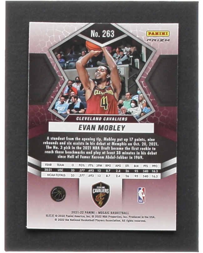 Evan Mobley 2021-22 Panini Mosaic Silver #263 DEB RC at PristineAuction.com Evan Mobley 2021-22 Panini Mosaic Silver #263 DEB RC at PristineAuction.com