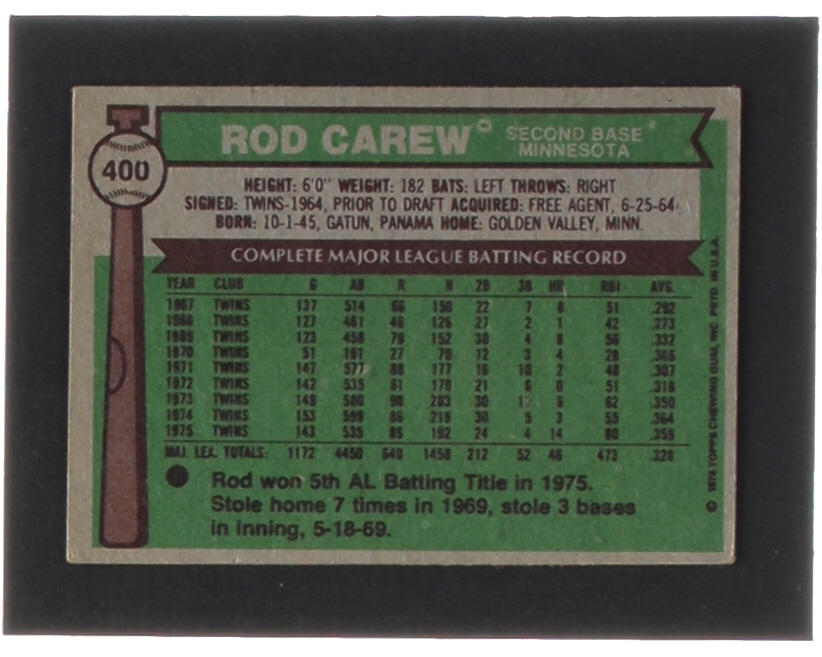 Rod Carew 1976 Topps #400 at PristineAuction.com Rod Carew 1976 Topps #400 at PristineAuction.com