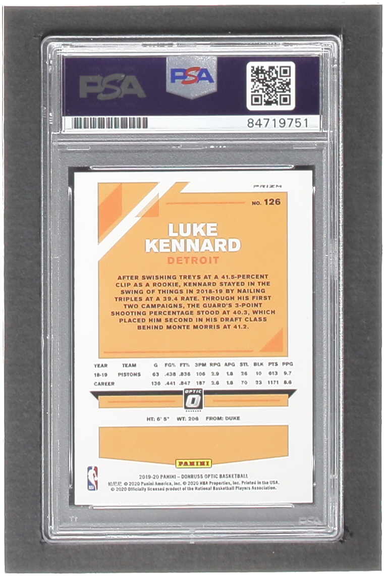 Luke Kennard Signed 2019-20 Donruss Optic Hyper Pink #126 (PSA) at PristineAuction.com Luke Kennard Signed 2019-20 Donruss Optic Hyper Pink #126 (PSA) at PristineAuction.com