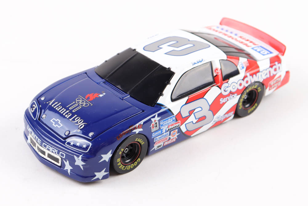 Dale Earnhardt LE #3 100th Olympics Atlanta 1996 Monte Carlo 1:24 Scale Die-Cast Car with Grandstand at PristineAuction.com Dale Earnhardt LE #3 100th Olympics Atlanta 1996 Monte Carlo 1:24 Scale Die-Cast Car with Grandstand at PristineAuction.com