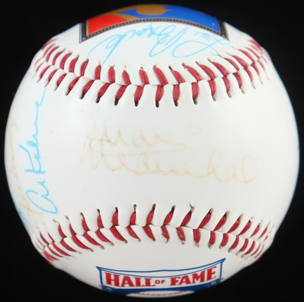 Baseball Hall of Famers Baseball Signed By (14) with Juan Marichal, Lou Brock, Brooks Robinson, Bob Feller with Display Case (PSA) at PristineAuction.com Baseball Hall of Famers Baseball Signed By (14) with Juan Marichal, Lou Brock, Brooks Robinson, Bob Feller with Display Case (PSA) at PristineAuction.com