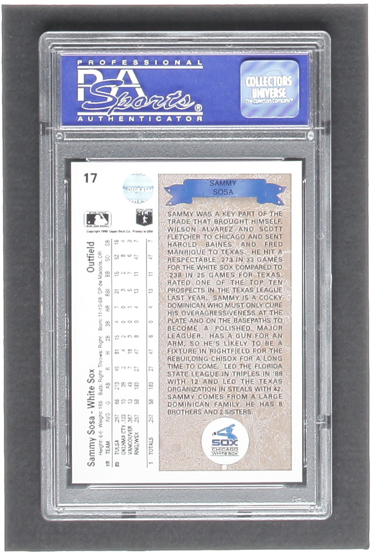 Sammy Sosa 1990 Upper Deck #17 RC (PSA 9) at PristineAuction.com Sammy Sosa 1990 Upper Deck #17 RC (PSA 9) at PristineAuction.com