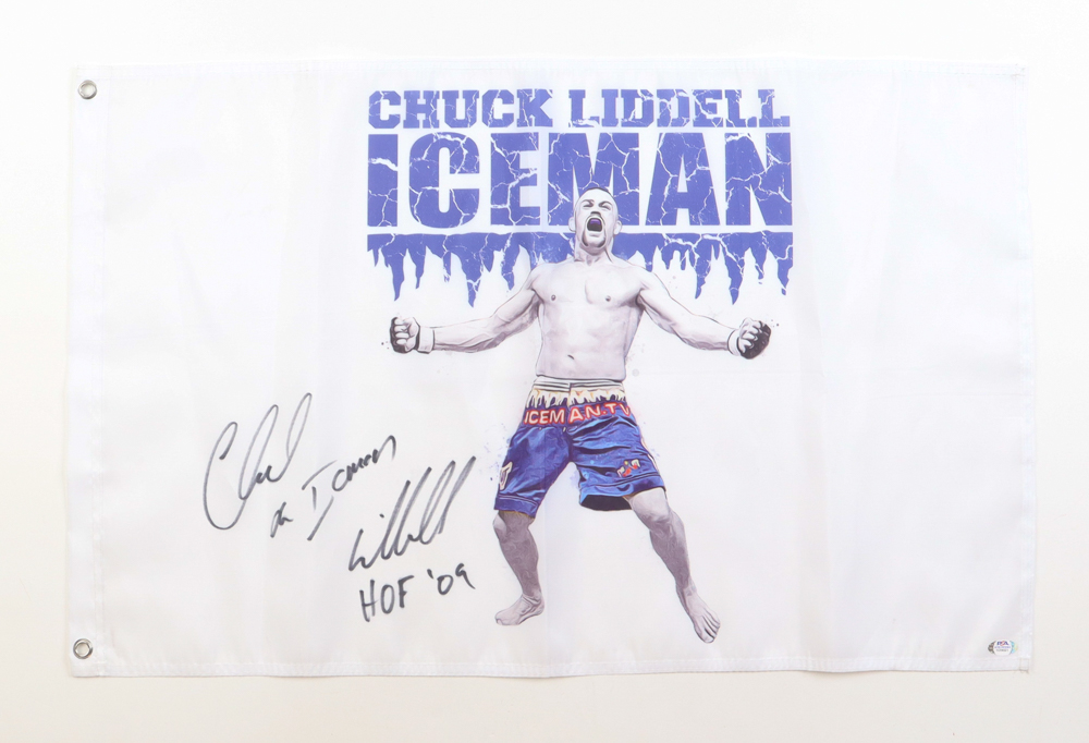 Chuck "The Iceman" Liddell Signed "Team Iceman" Cornerman Flag Inscribed "HOF '09" (PSA) at PristineAuction.com Chuck "The Iceman" Liddell Signed "Team Iceman" Cornerman Flag Inscribed "HOF '09" (PSA) at PristineAuction.com