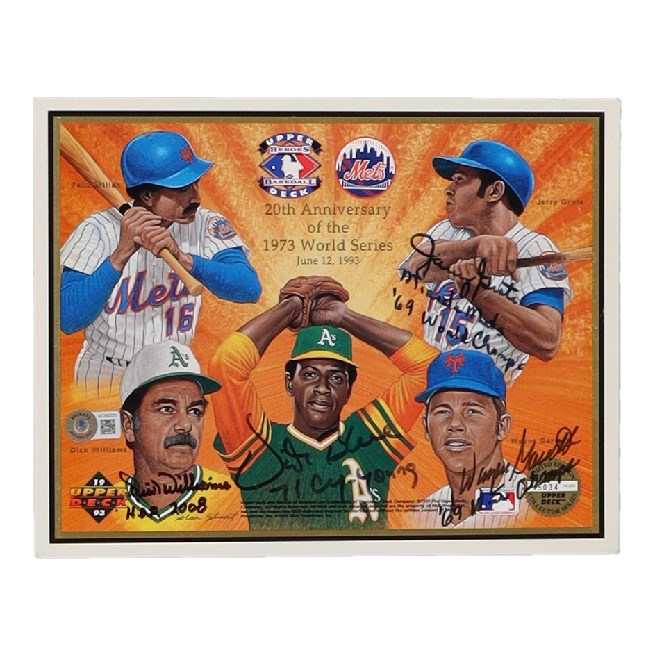 1973 World Series Players Signed 8x10 Photo With Multiple Inscriptions By (4) with Vida Blue, Jerry Grote, Wayne Garrett, & Dick Williams (Beckett) at PristineAuction.com 1973 World Series Players Signed 8x10 Photo With Multiple Inscriptions By (4) with Vida Blue, Jerry Grote, Wayne Garrett, & Dick Williams (Beckett) at PristineAuction.com