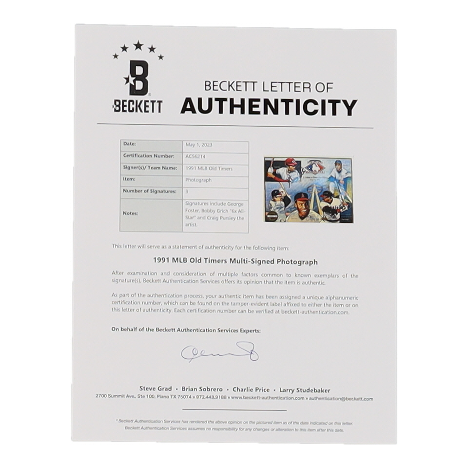 George Foster, Bobby Grich & Craig Pursley Signed 8x10 Photo Inscribed "6x All-Star" (Beckett) at PristineAuction.com George Foster, Bobby Grich & Craig Pursley Signed 8x10 Photo Inscribed "6x All-Star" (Beckett) at PristineAuction.com