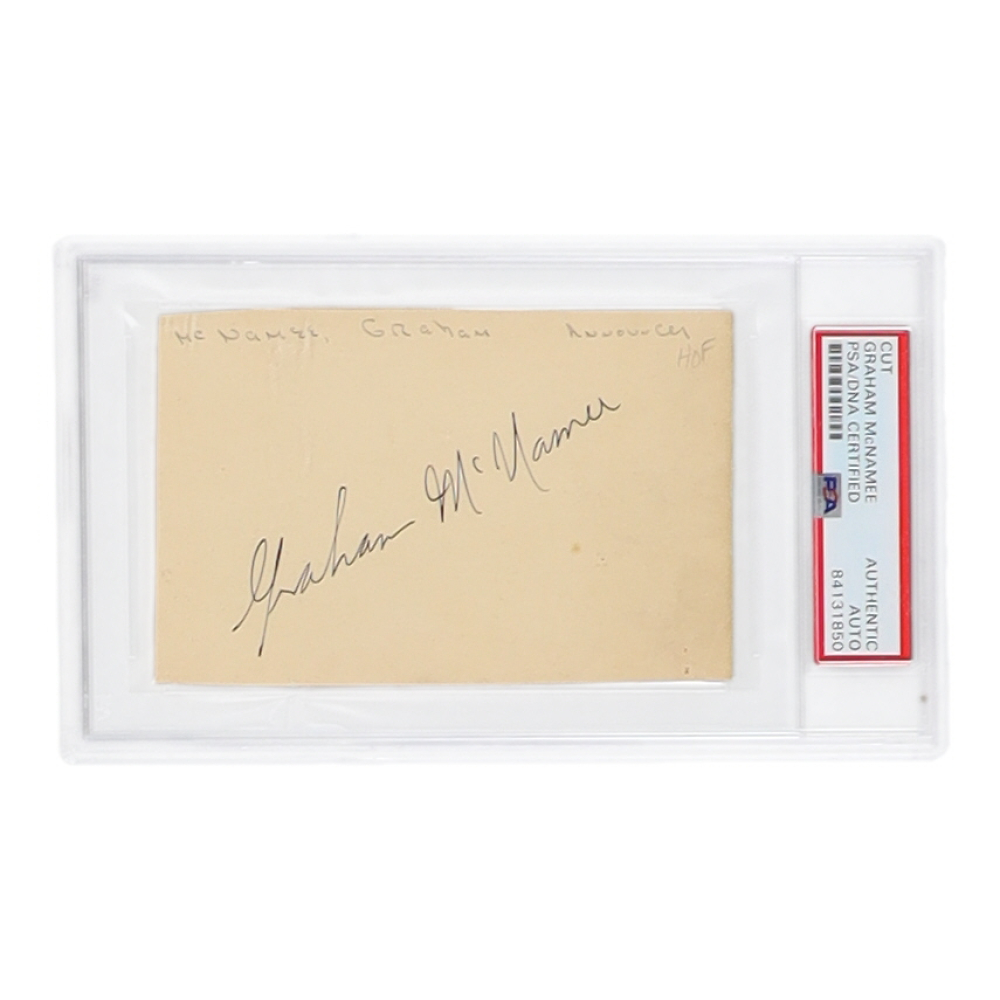 Graham McNamee Signed 3x5 Cut (PSA) Pristine Auction
