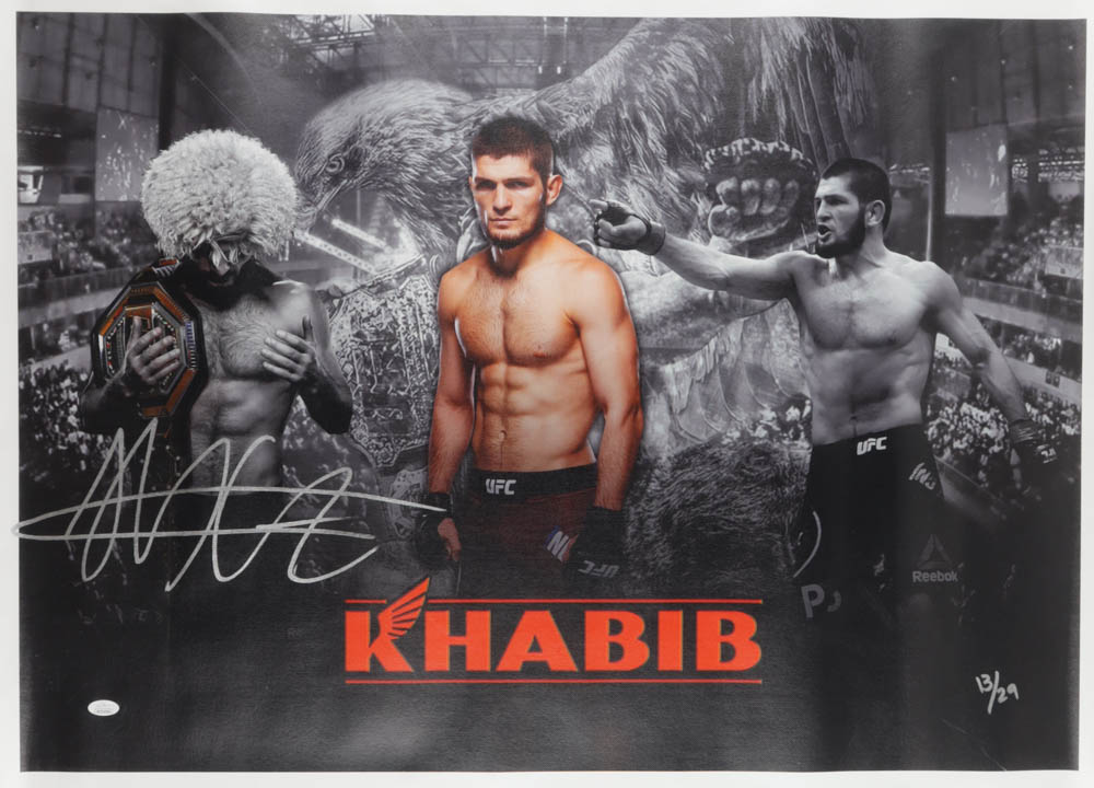 Khabib Nurmagomedov Signed LE UFC 24x36 Canvas (JSA) at PristineAuction.com Khabib Nurmagomedov Signed LE UFC 24x36 Canvas (JSA) at PristineAuction.com