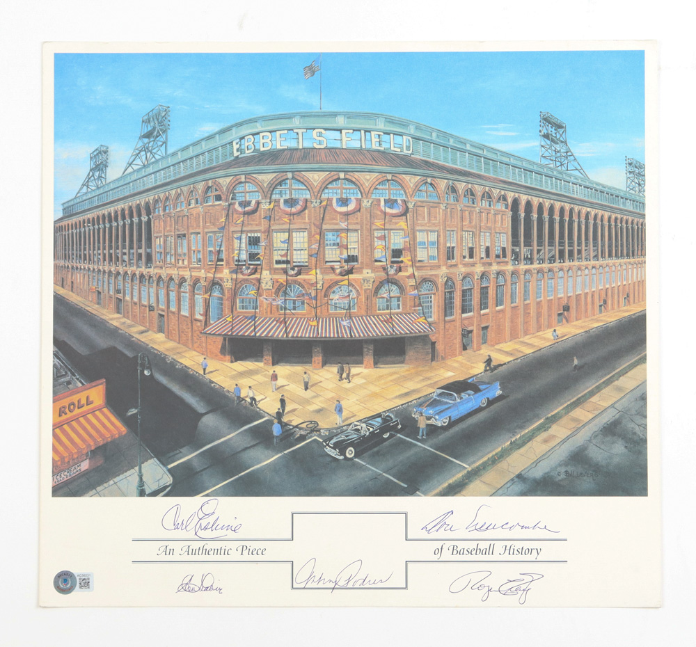 Dodgers Greats "Ebbets Field" 15x17 Lithograph Signed by (5) with Don Newcombe, Roger Craig, Johnny Podres, Carl Erskine (Beckett) at PristineAuction.com Dodgers Greats "Ebbets Field" 15x17 Lithograph Signed by (5) with Don Newcombe, Roger Craig, Johnny Podres, Carl Erskine (Beckett) at PristineAuction.com