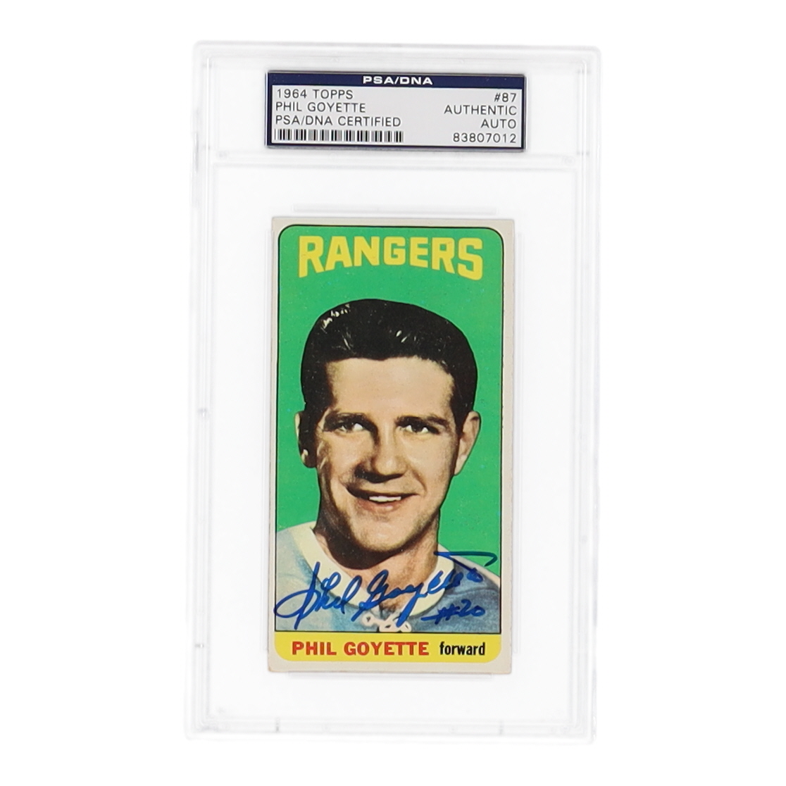Phil Goyette Signed 1964-65 Topps #87 (PSA) at PristineAuction.com Phil Goyette Signed 1964-65 Topps #87 (PSA) at PristineAuction.com