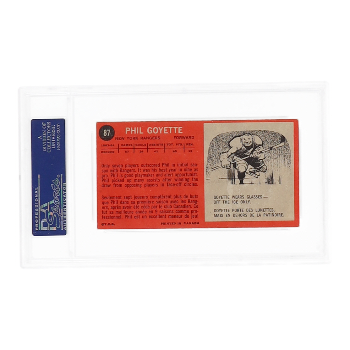 Phil Goyette Signed 1964-65 Topps #87 (PSA) at PristineAuction.com Phil Goyette Signed 1964-65 Topps #87 (PSA) at PristineAuction.com