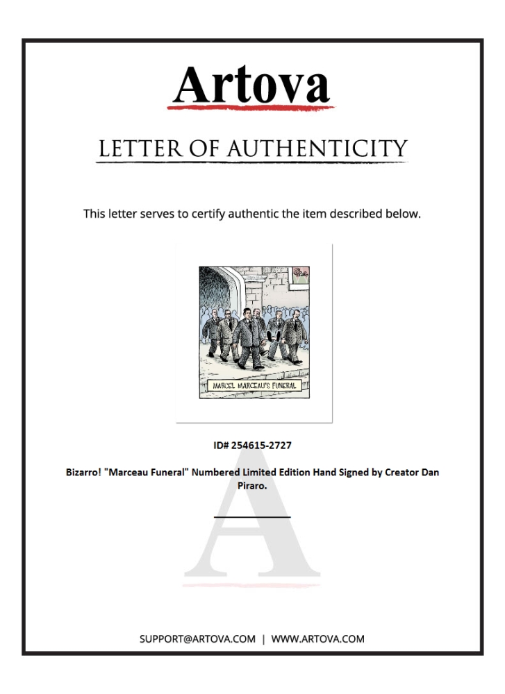 Bizarro "Marceau Funeral" LE 8x15 Giclee on Paper by Dan Piraro (Artova) at PristineAuction.com Bizarro "Marceau Funeral" LE 8x15 Giclee on Paper by Dan Piraro (Artova) at PristineAuction.com