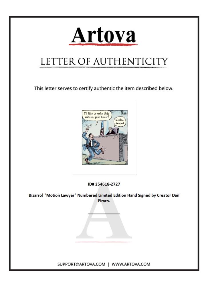 Bizarro "Motion Lawyer" LE 8x15 Giclee on Paper by Dan Piraro (Artova) at PristineAuction.com Bizarro "Motion Lawyer" LE 8x15 Giclee on Paper by Dan Piraro (Artova) at PristineAuction.com