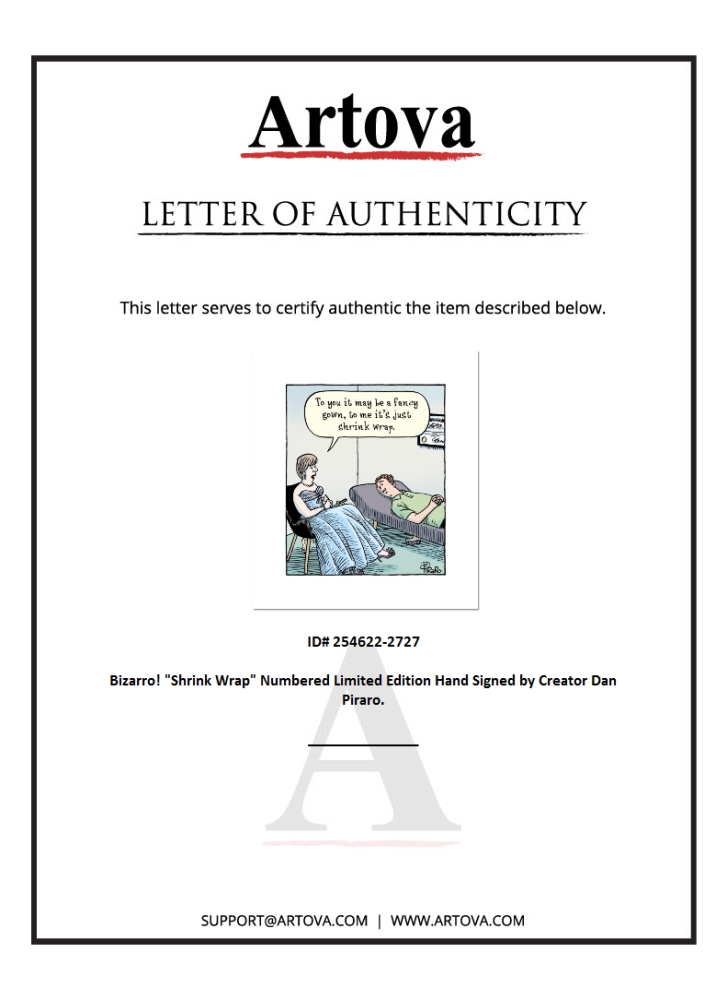 Bizarro "Shrink Wrap" LE 8x15 Giclee on Paper by Dan Piraro (Artova) at PristineAuction.com Bizarro "Shrink Wrap" LE 8x15 Giclee on Paper by Dan Piraro (Artova) at PristineAuction.com