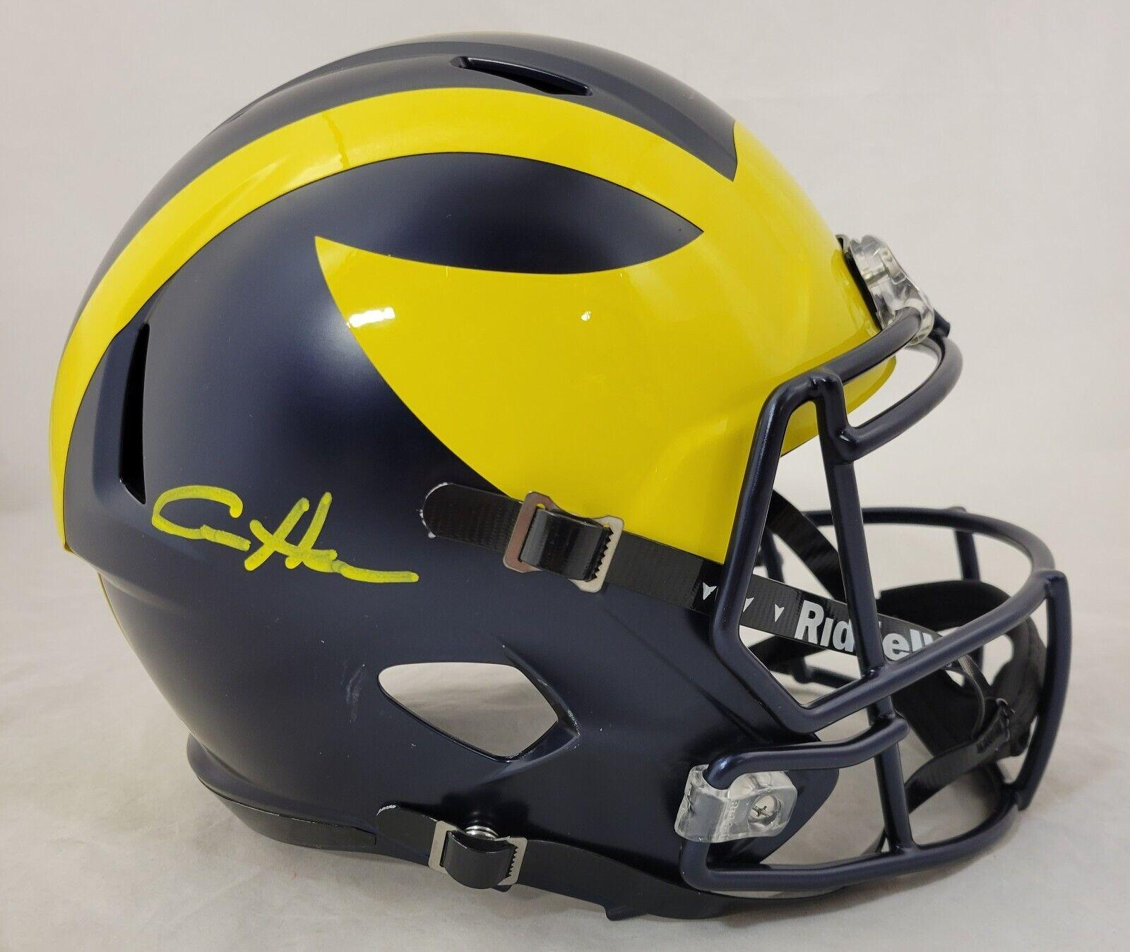Aidan Hutchinson Signed Michigan Wolverines Full-Size Speed Helmet (Beckett) at PristineAuction.com Aidan Hutchinson Signed Michigan Wolverines Full-Size Speed Helmet (Beckett) at PristineAuction.com