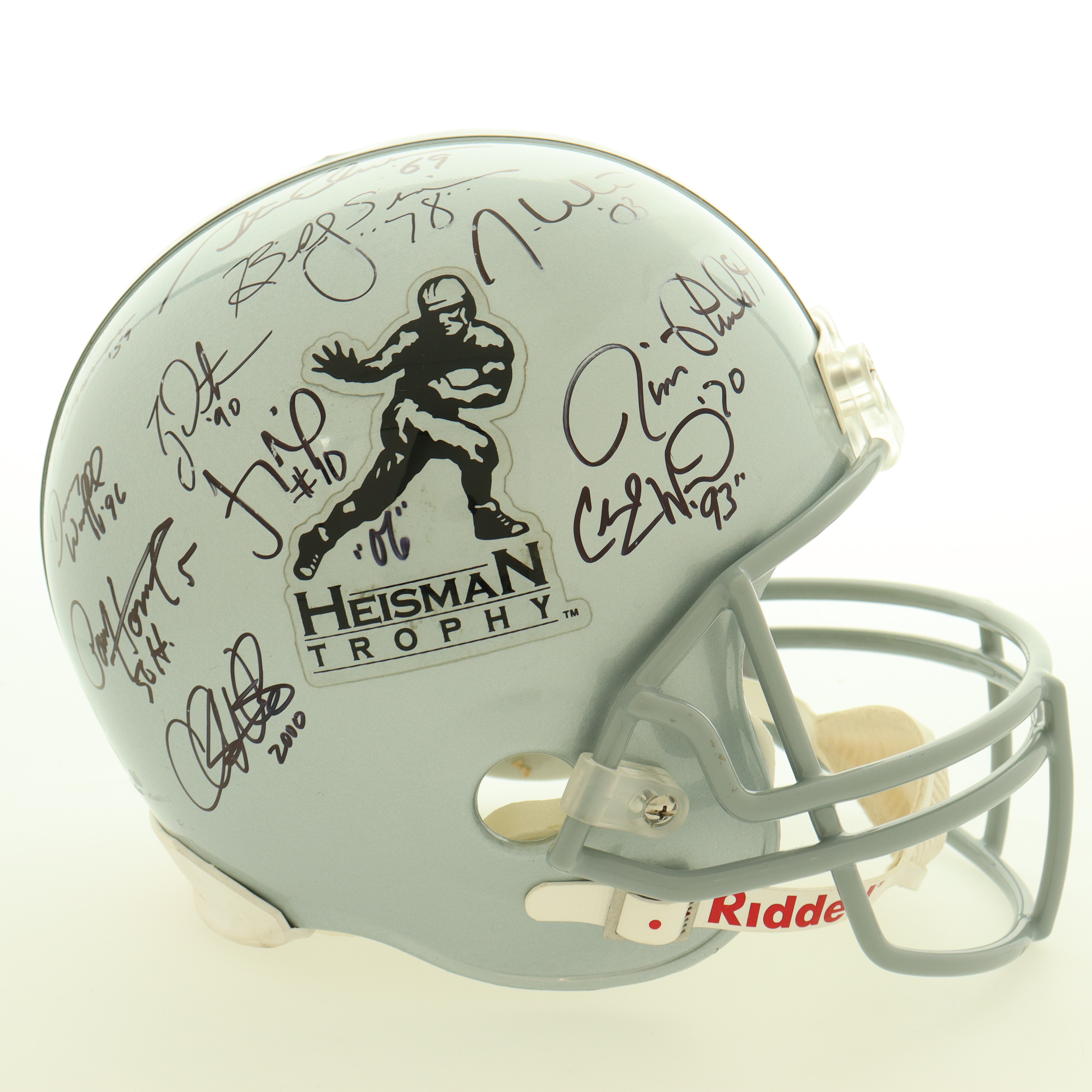 Heisman Trophy Winners Full-Size Helmet Signed by (11) with Paul Hornung, Billy Cannon, Ty Detmer, Steve Owens, Billy Sims (Beckett & JSA) at PristineAuction.com Heisman Trophy Winners Full-Size Helmet Signed by (11) with Paul Hornung, Billy Cannon, Ty Detmer, Steve Owens, Billy Sims (Beckett & JSA) at PristineAuction.com