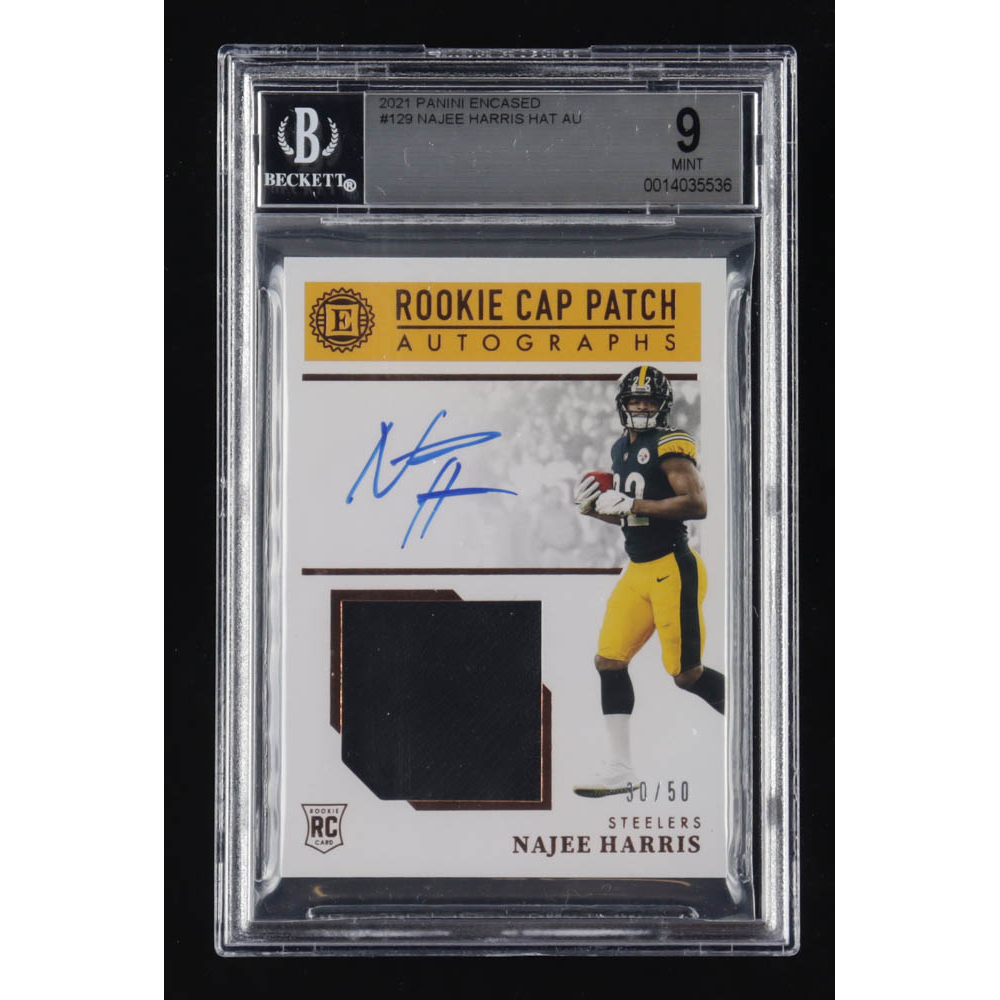 Najee Harris 2021 Panini Encased #129 Hat Autograph #30/50 RC (BGS 9 ...