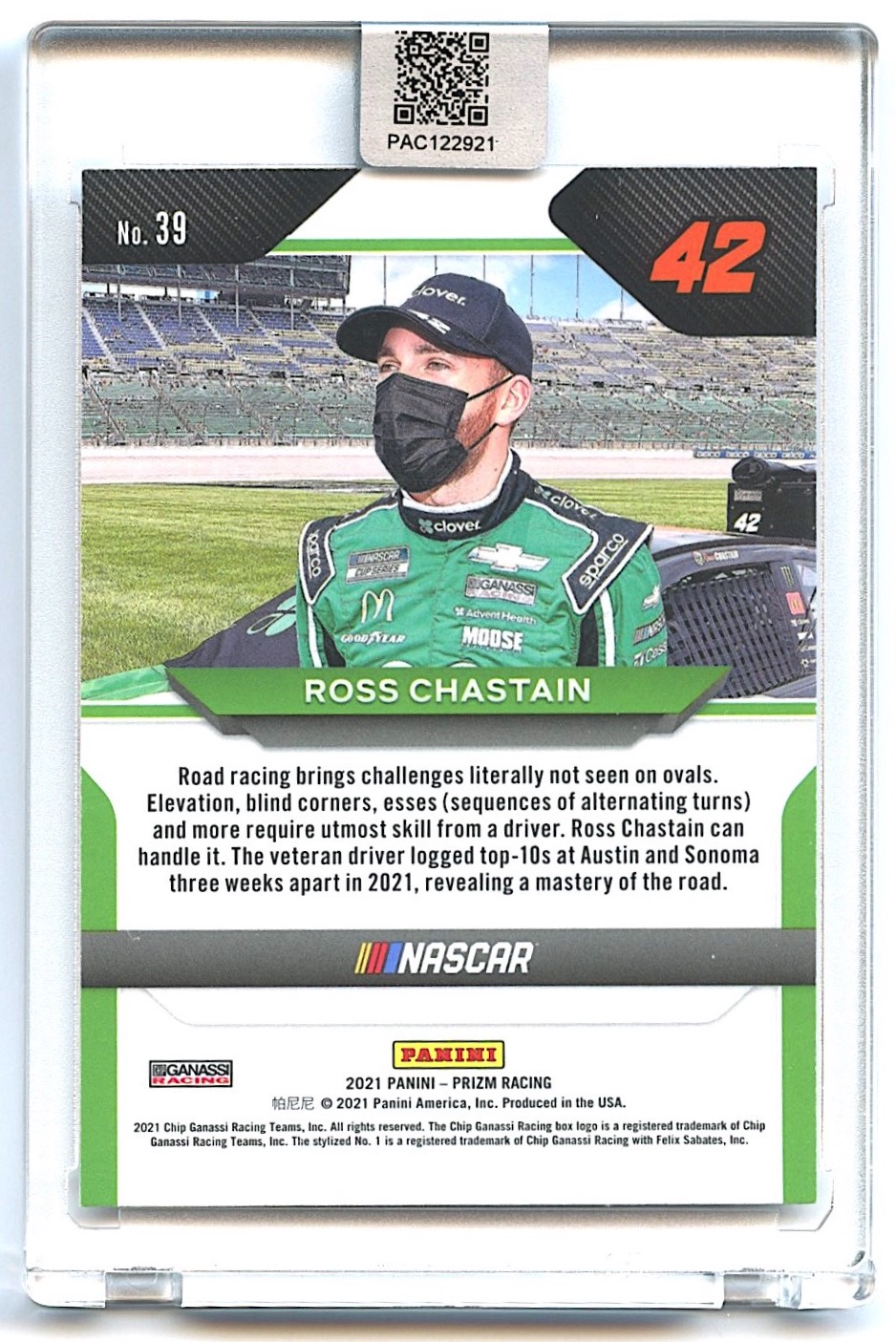 Ross Chastain Signed 2021 Prizm #39 (PA Encapsulated) at PristineAuction.com Ross Chastain Signed 2021 Prizm #39 (PA Encapsulated) at PristineAuction.com