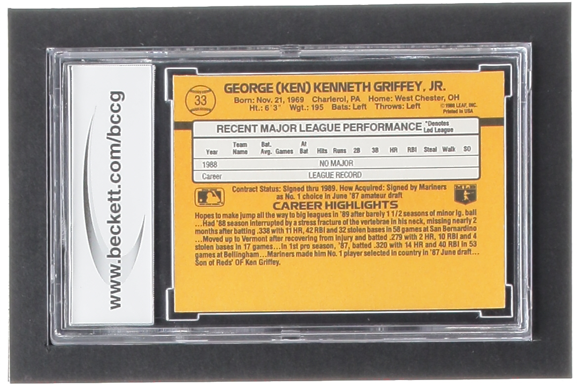 Ken Griffey Jr. 1989 Donruss #33 RR RC (BCCG 10) at PristineAuction.com Ken Griffey Jr. 1989 Donruss #33 RR RC (BCCG 10) at PristineAuction.com