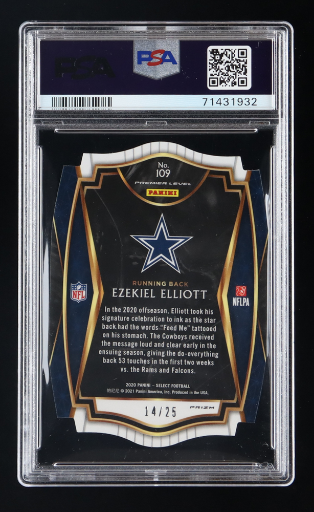 Ezekiel Elliott 2020 Select Prizm Tie Dye Die Cut #109 #14/25 (PSA 9) at PristineAuction.com Ezekiel Elliott 2020 Select Prizm Tie Dye Die Cut #109 #14/25 (PSA 9) at PristineAuction.com