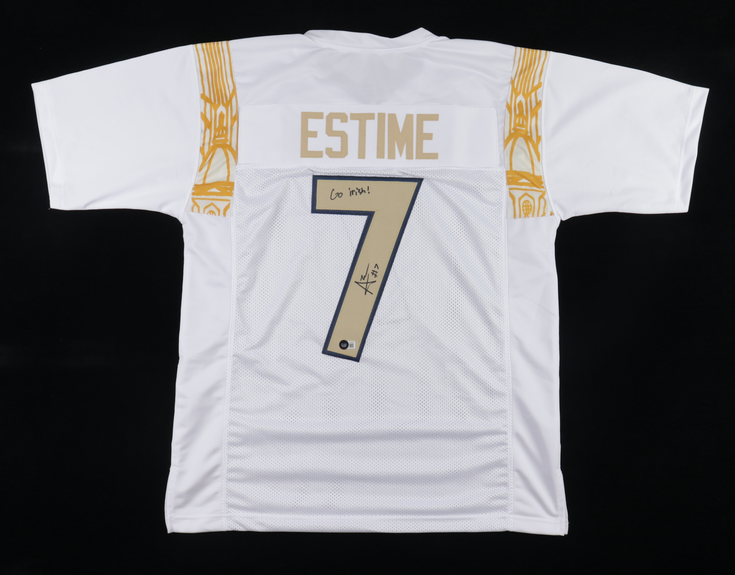 Audric Estime Signed Jersey Inscribed "Go Irish!" (Beckett) at PristineAuction.com Audric Estime Signed Jersey Inscribed "Go Irish!" (Beckett) at PristineAuction.com