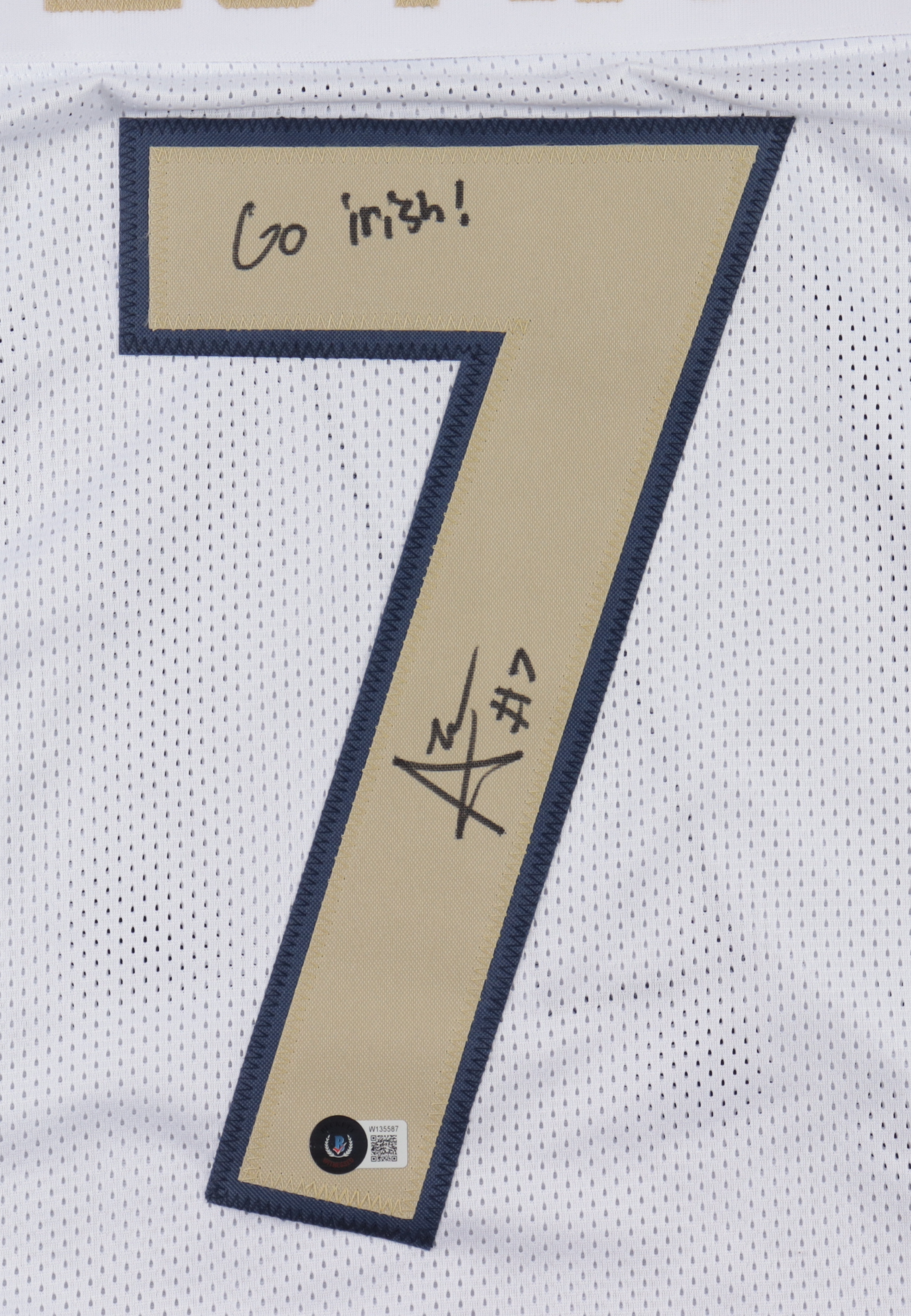 Audric Estime Signed Jersey Inscribed "Go Irish!" (Beckett) at PristineAuction.com Audric Estime Signed Jersey Inscribed "Go Irish!" (Beckett) at PristineAuction.com
