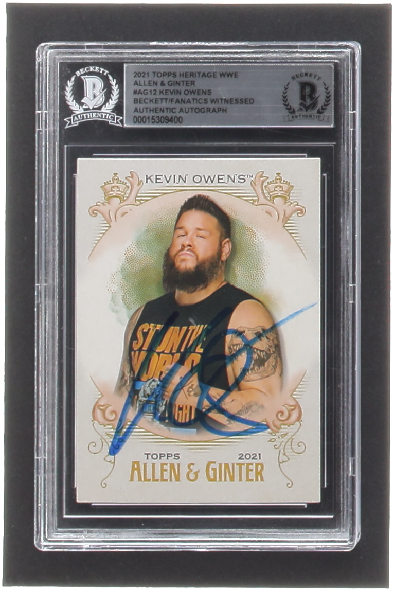 Kevin Owens Signed 2021 Topps Heritage WWE Allen and Ginter #AG12 (BGS) at PristineAuction.com Kevin Owens Signed 2021 Topps Heritage WWE Allen and Ginter #AG12 (BGS) at PristineAuction.com