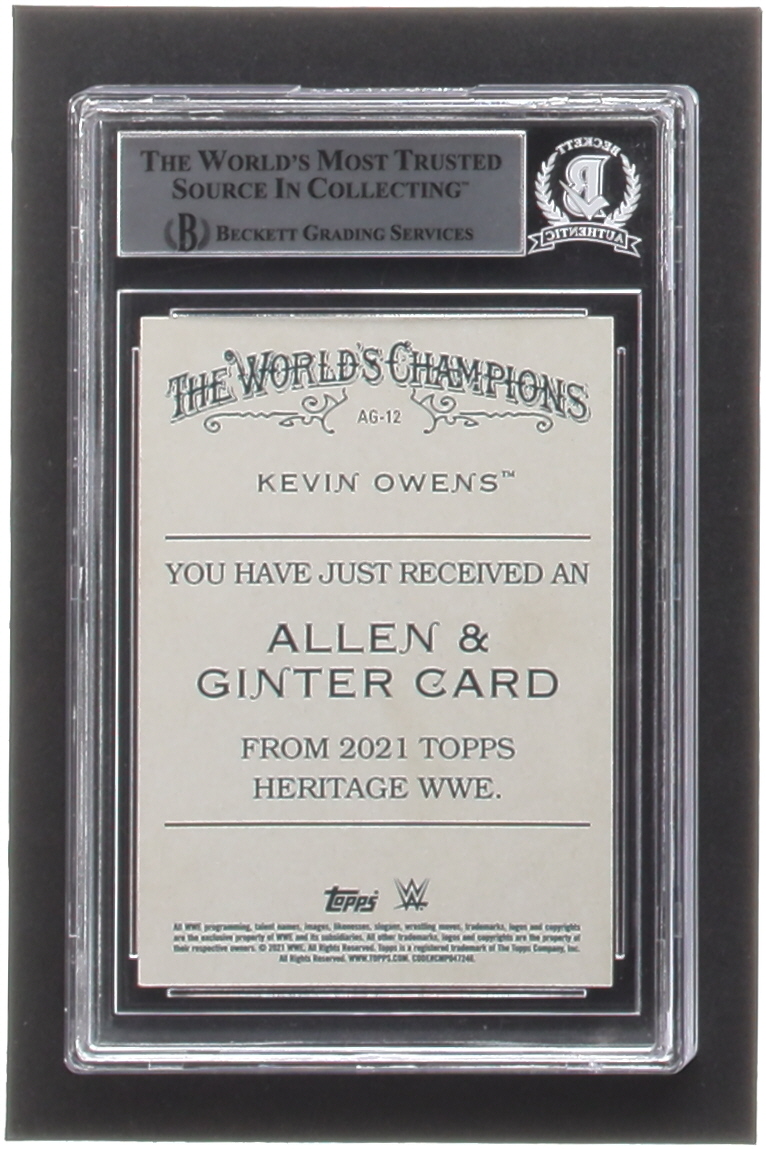 Kevin Owens Signed 2021 Topps Heritage WWE Allen and Ginter #AG12 (BGS) at PristineAuction.com Kevin Owens Signed 2021 Topps Heritage WWE Allen and Ginter #AG12 (BGS) at PristineAuction.com