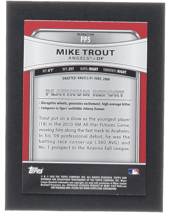 Mike Trout 2010 Bowman Platinum Prospects Purple Refractors #PP5 at PristineAuction.com Mike Trout 2010 Bowman Platinum Prospects Purple Refractors #PP5 at PristineAuction.com