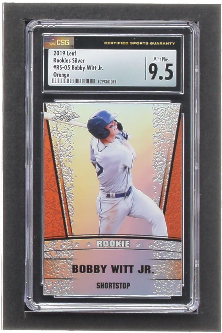 Bobby Witt Jr. 2019 Leaf Metal Special Release Rookie Silver Rainbow Orange #SR1905 #2/3 RC (CSG 9.5) at PristineAuction.com Bobby Witt Jr. 2019 Leaf Metal Special Release Rookie Silver Rainbow Orange #SR1905 #2/3 RC (CSG 9.5) at PristineAuction.com
