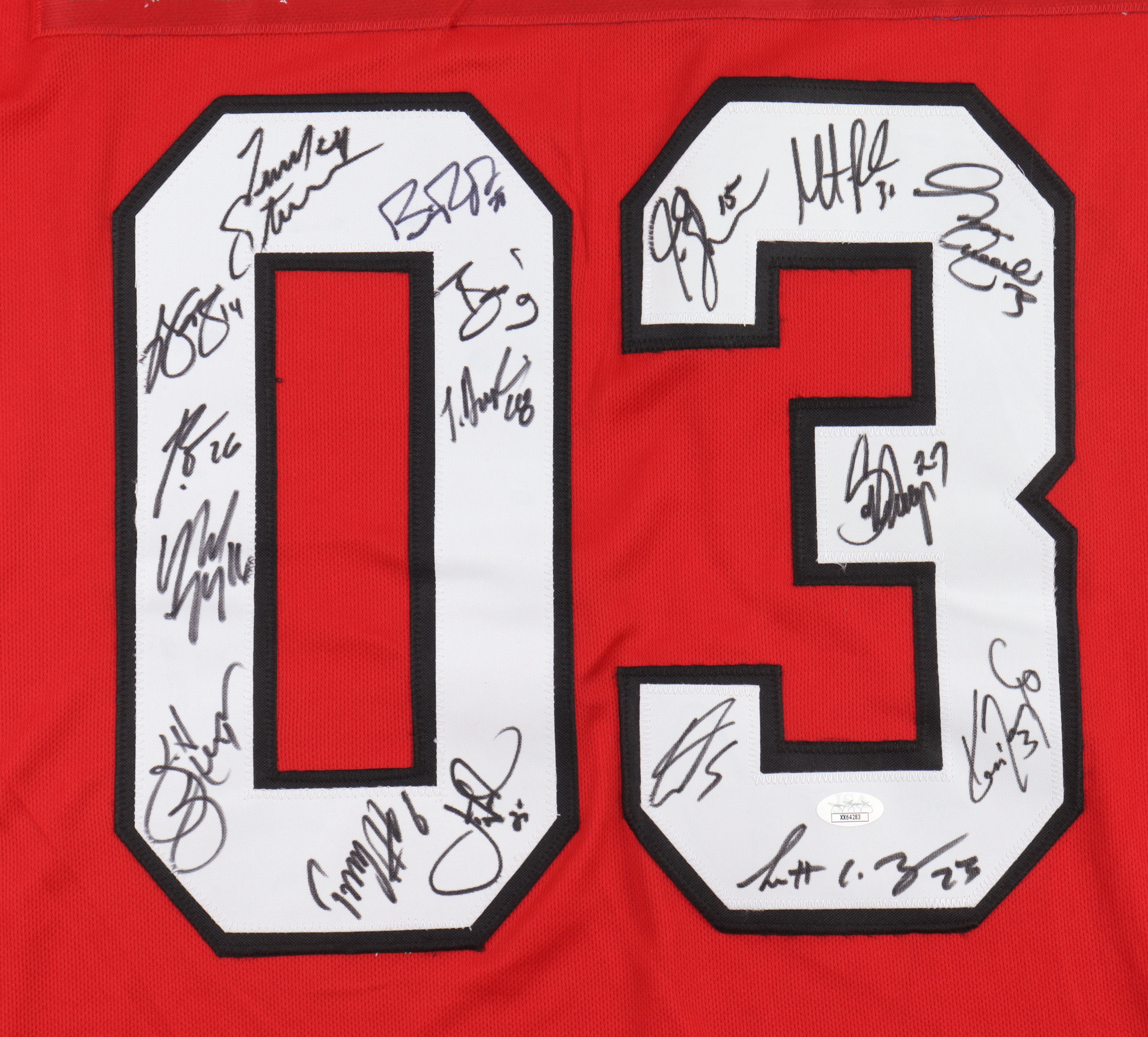 Devils Jersey Team-Signed by (17) with Martin Brodeur, Joe Nieuwendyk, Scott Stevens, Scott Niedermayer, Patrik Elias (JSA) at PristineAuction.com Devils Jersey Team-Signed by (17) with Martin Brodeur, Joe Nieuwendyk, Scott Stevens, Scott Niedermayer, Patrik Elias (JSA) at PristineAuction.com