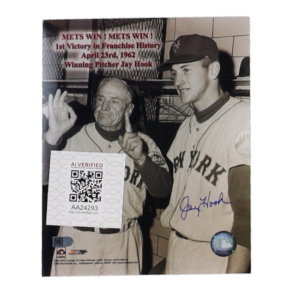 Jay Hook Signed Mets 8x10 Photo (AIV & MLB) Pristine Auction