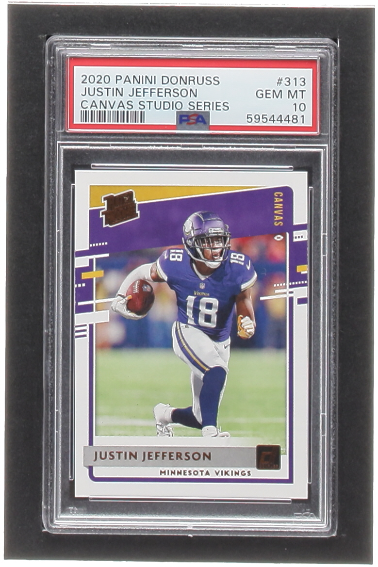 Justin Jefferson 2020 Donruss Canvas #313 RR RC (PSA 10) at PristineAuction.com Justin Jefferson 2020 Donruss Canvas #313 RR RC (PSA 10) at PristineAuction.com