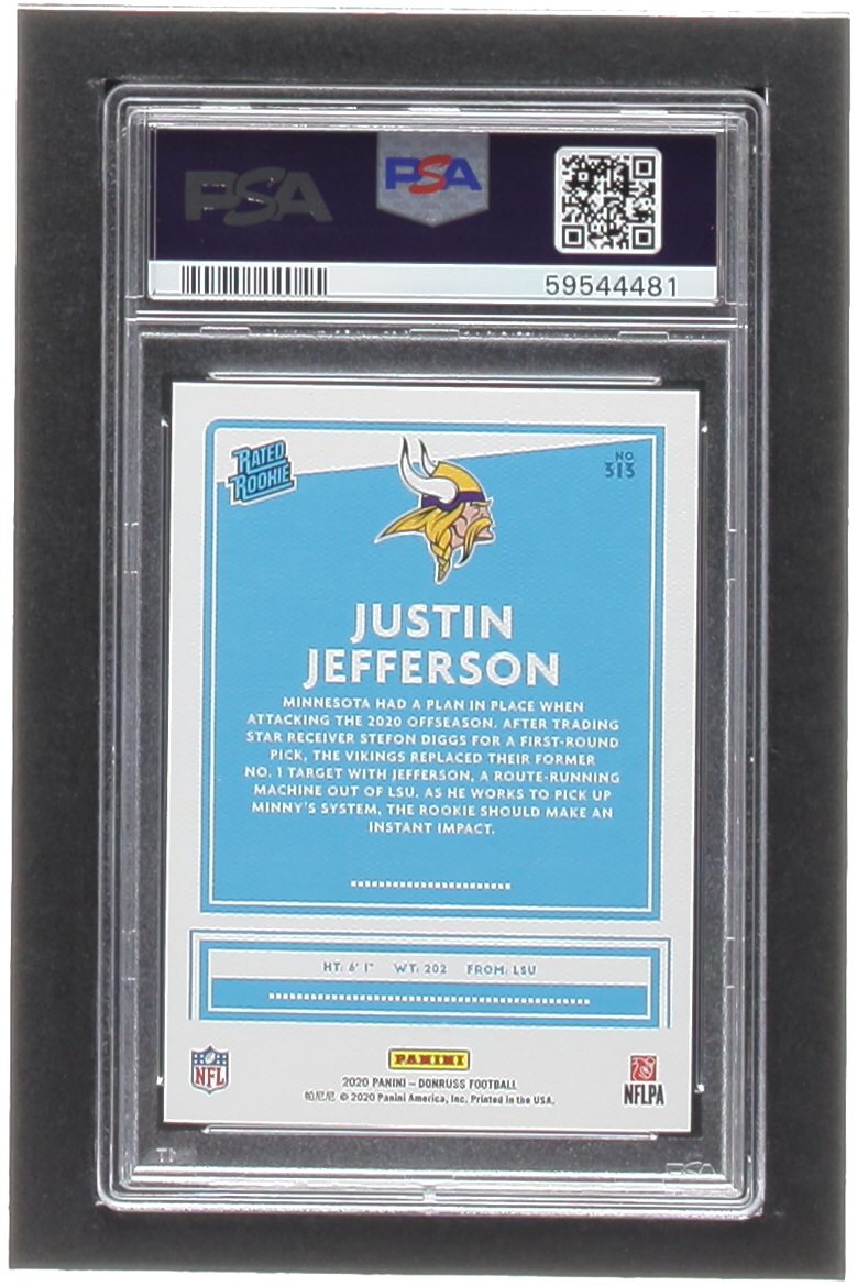 Justin Jefferson 2020 Donruss Canvas #313 RR RC (PSA 10) at PristineAuction.com Justin Jefferson 2020 Donruss Canvas #313 RR RC (PSA 10) at PristineAuction.com