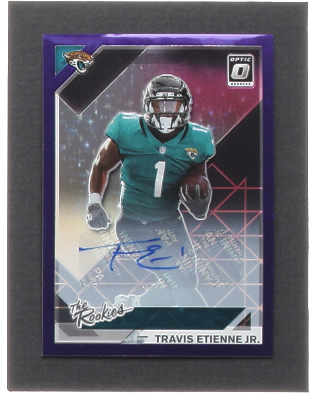 Travis Etienne Jr. 2021 Donruss Optic The Rookies Autographs Purple Stars #12 #25/25 RC at PristineAuction.com Travis Etienne Jr. 2021 Donruss Optic The Rookies Autographs Purple Stars #12 #25/25 RC at PristineAuction.com