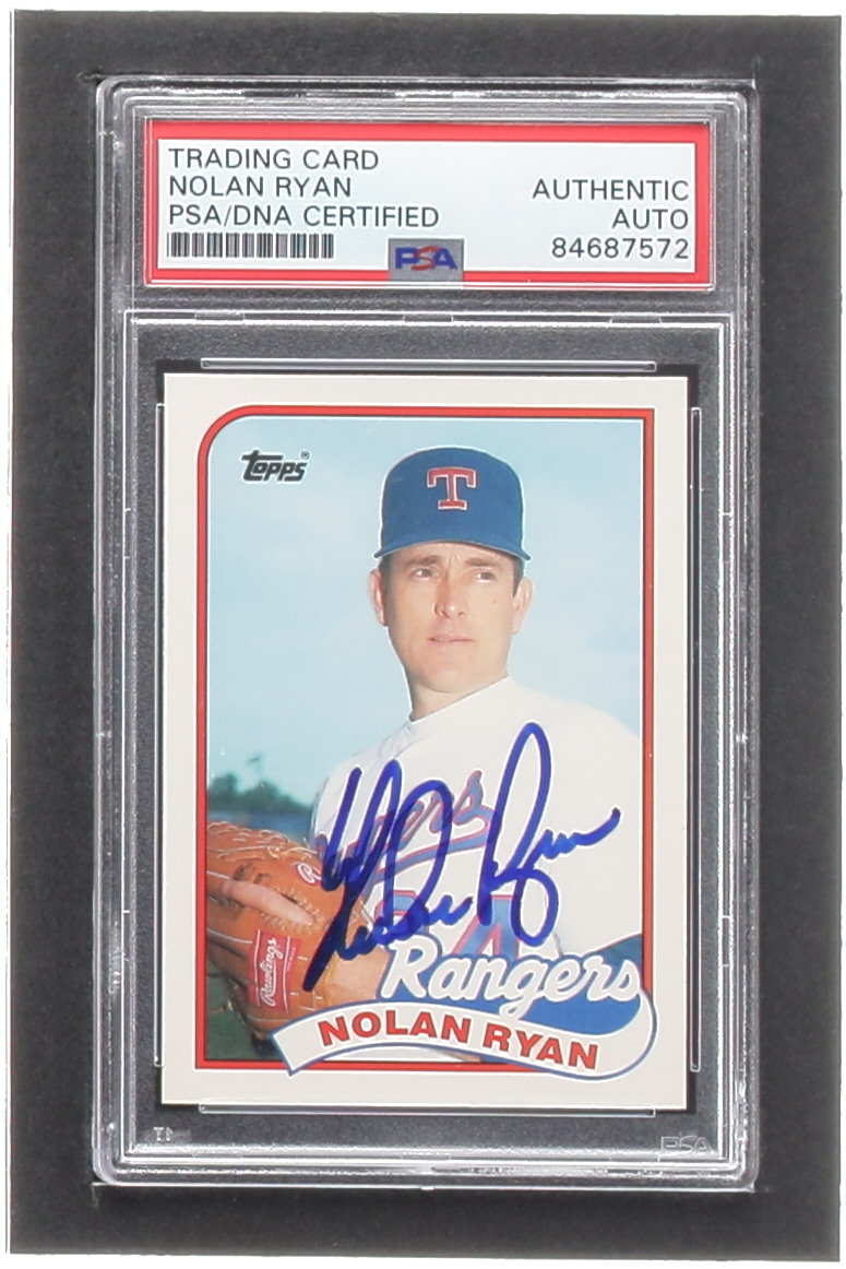 Nolan Ryan Signed 1989 Topps Traded #106T (PSA) at PristineAuction.com Nolan Ryan Signed 1989 Topps Traded #106T (PSA) at PristineAuction.com