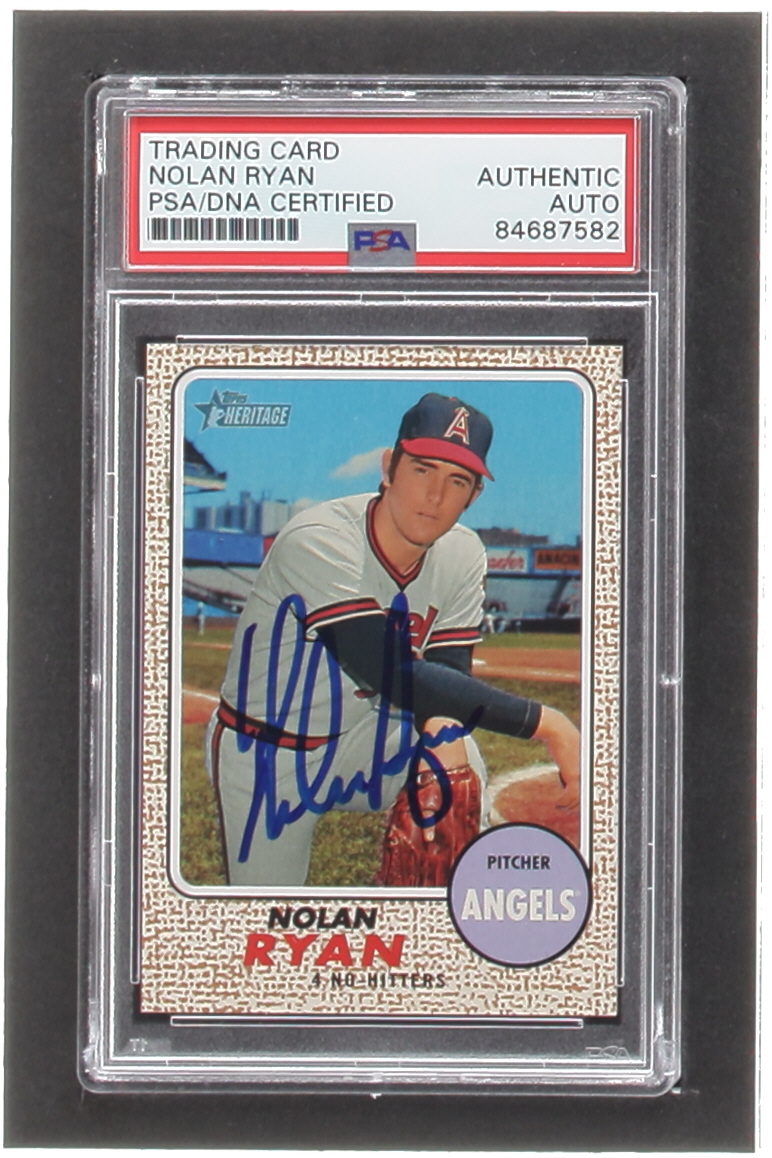Nolan Ryan Signed 2017 Topps Heritage Nolan Ryan Highlights #NRH3 (PSA) at PristineAuction.com Nolan Ryan Signed 2017 Topps Heritage Nolan Ryan Highlights #NRH3 (PSA) at PristineAuction.com