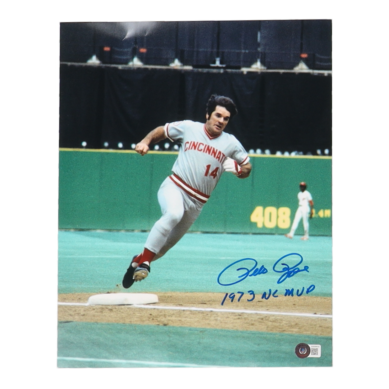 Pete Rose Signed Reds 11x14 Photo Inscribed "1973 NL MVP" (Beckett) at PristineAuction.com Pete Rose Signed Reds 11x14 Photo Inscribed "1973 NL MVP" (Beckett) at PristineAuction.com