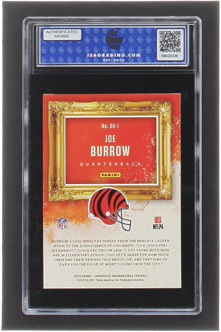 Joe Burrow 2020 Chronicles Gridiron Kings #GK1 RC (ISA 10) at PristineAuction.com Joe Burrow 2020 Chronicles Gridiron Kings #GK1 RC (ISA 10) at PristineAuction.com