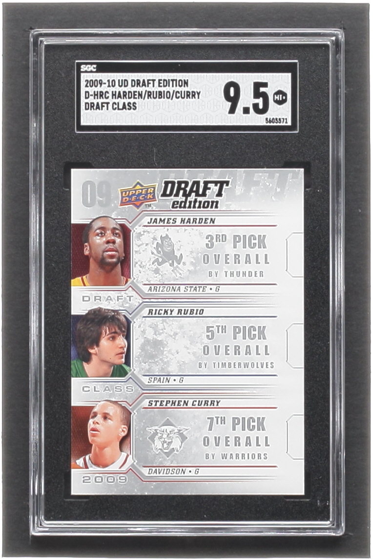 James Harden / Ricky Rubio / Stephen Curry 2009-10 Upper Deck Draft Edition Draft Class #DHRC (SGC 9.5) at PristineAuction.com James Harden / Ricky Rubio / Stephen Curry 2009-10 Upper Deck Draft Edition Draft Class #DHRC (SGC 9.5) at PristineAuction.com